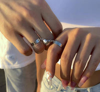 Trendy Magnetic Couple Rings – 2-Piece Adjustable Heart Rings for Lovers & Valentine's Day Gift