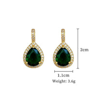 Elegant Green Gemstone Teardrop Pendant Set – 3 Pcs Gold Plated Jewelry for Women