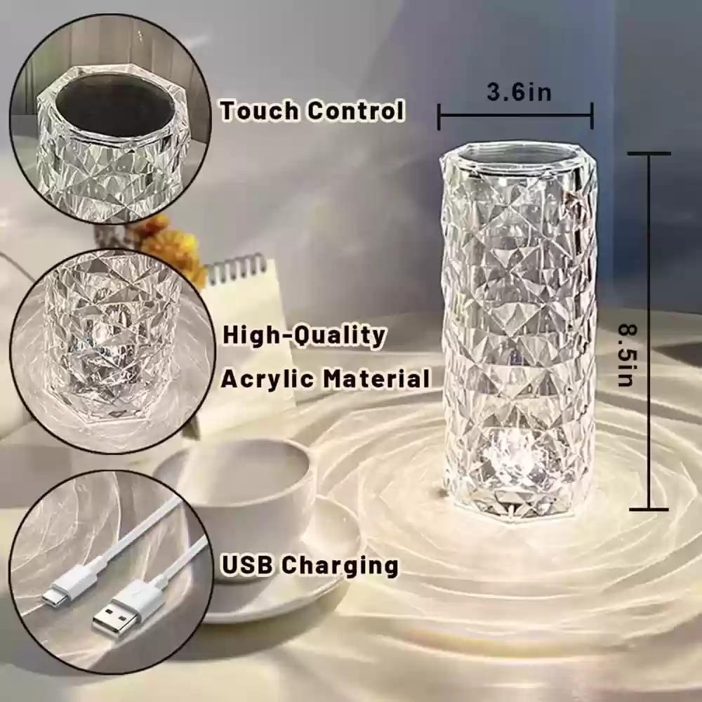 Rechargeable Table Lamp – Stylish & Portable LED Glass Lamp