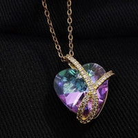 Exquisite Heart Design Gold Plated Necklace with Purple Artificial Stones | Adjustable &amp; Elegant